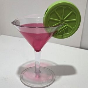 Pink Martini Glass with Lime Green Coaster
